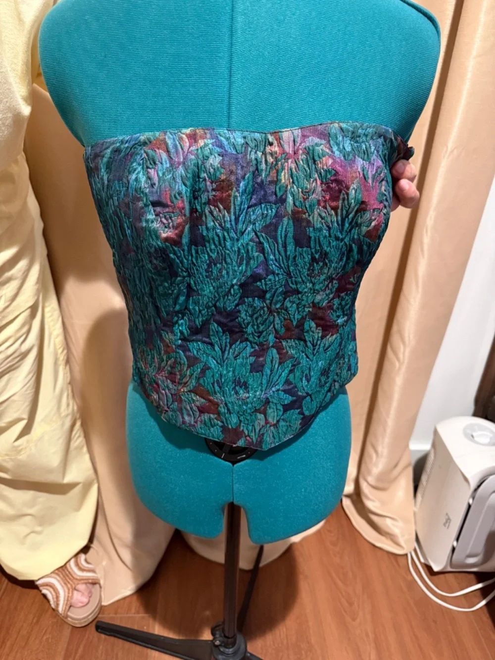 Vintage Lady Mila Florence Italy Brocade 2-Piece Strapless Corset Top & Skirt